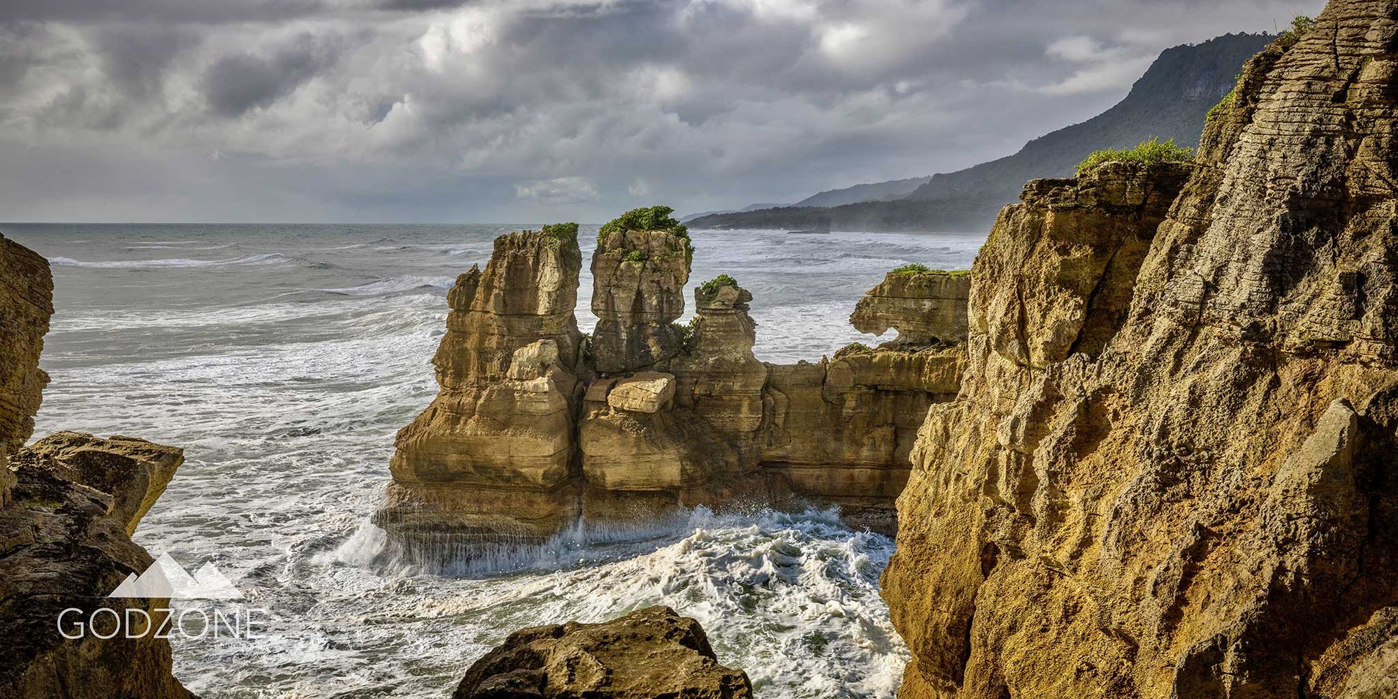 West Coast South Island photograph showing the rugged Punakaiki coastline. NZ landscape photography for sale.